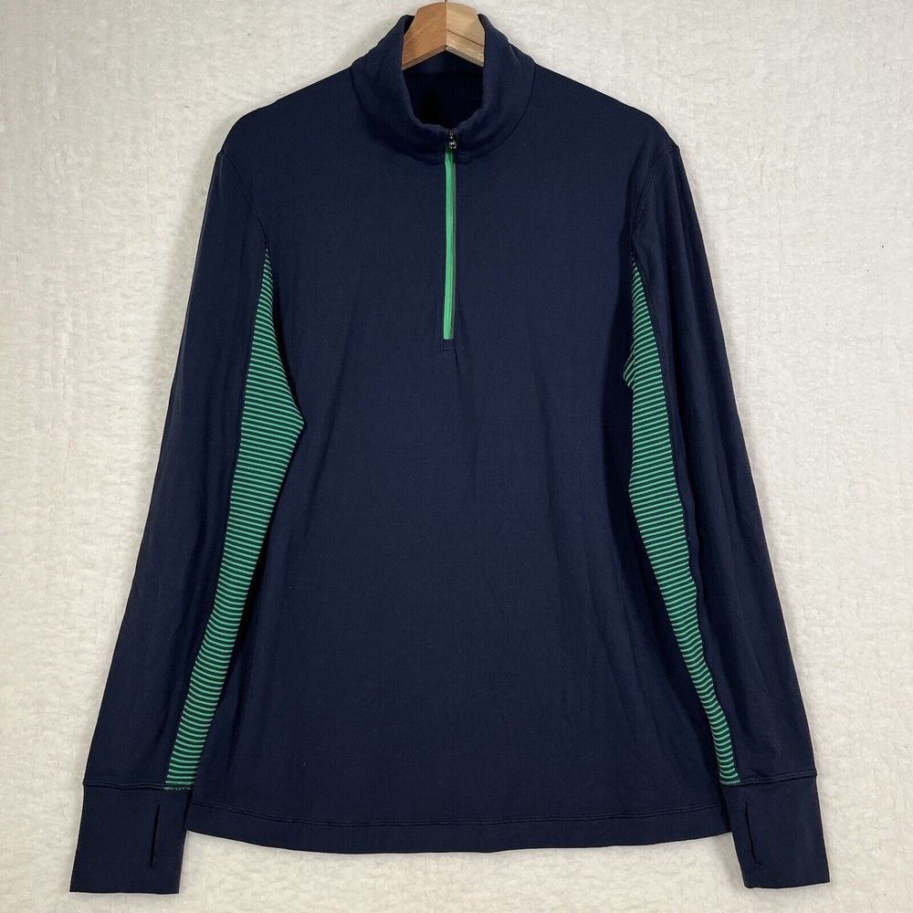 Lululemon Men’s Long Sleeve Navy Green Stripe 1/4 Zip Pullover Running Sz M, L?